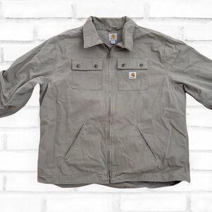 Carhartt Men’s XL Tan Workwear Jacket | Full Zip Canvas Utility Coat